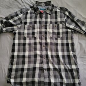 The North Face Men's Gray and White Plaid Shirt
